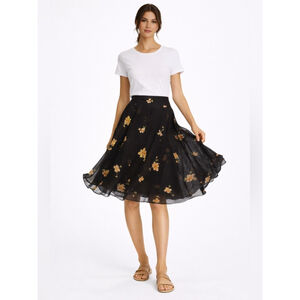 Sportmax Floral Skirt Black Italian Designer Pleated 8